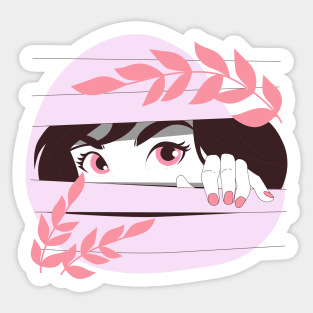 a shy girl looking throw you Sticker